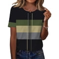 thumbnail image 2 of Camisetas Casuales de las Mujeres Estampadas Cuello Tripulado Manga Corta Superior, Ligera Mezcla de Poliéster Blusa de Moda, 2 of 4