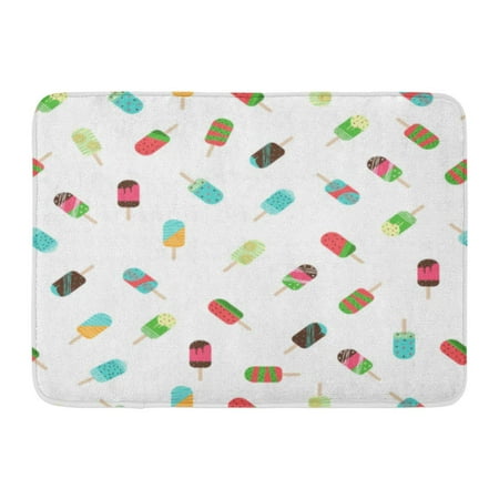 GODPOK Pink Cold Brown Candy of Ice Cream Colorful Flat Design White Cartoon Dessert Green Chocolate Collection Rug Doormat Bath Mat 23.6x15.7