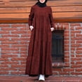 thumbnail image 2 of XIAOCHA Floral Printed Abaya for Women Loose Tiered Pocketed Long Sleeve Crew Neck Maxi Dress Breathable Modest Casual Dresses, 2 of 9