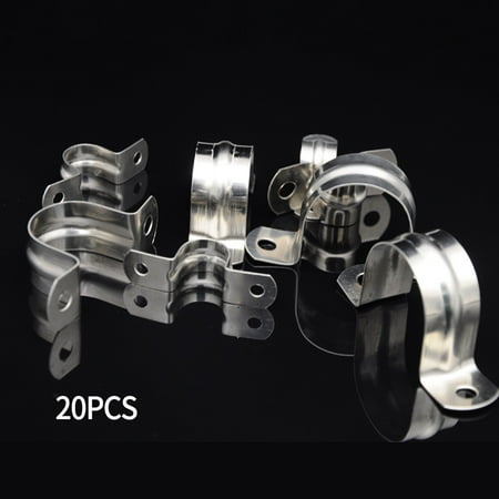 

Fule 20PCS Stainless Steel Pipe Clamp U-Clamp Two Hole Pipe with Saddle Clamp