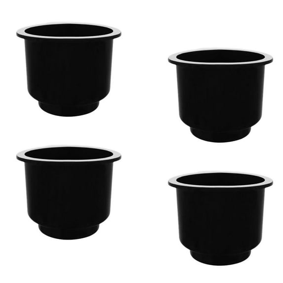 4 Pieces Two Tiered Recessed Cup Drink Can Beverage Holder for Boat Car Marine Rv Pontoon Patio - Black