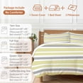 thumbnail image 6 of Yellow Gray Duvet Cover Set King Size, White Stripe 4 Piece Soft Microfiber Bedding Set with 1 Duvet Cover, 1 Flat Sheet, 2 Pillowcases, 6 of 9