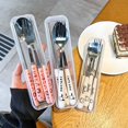 thumbnail image 3 of Sanrio cute spoon Fork household children's stainless steel spoon cartoon high-looking tableware three-piece set, 3 of 5