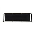 thumbnail image 2 of HomePop Faux Leather Button Tufted Decorative Bench with Metal Base, Brown, 2 of 2