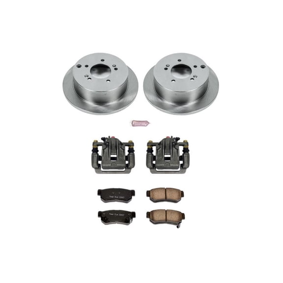 PowerStop Rear Stock Replacement Brake Pad and Rotor Kit with Calipers Fits: HYUNDAI KIA Select Models KCOE5213