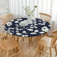 thumbnail image 3 of Round Fitted Tablecloth with Elastic Edges Fits 45"-52" Round Tables Pioneer Colorful Floral Waterproof Table Cover Washable Indoor and Outdoor for Party Kitchen Dinner Banquet Patio Picnic, 3 of 7