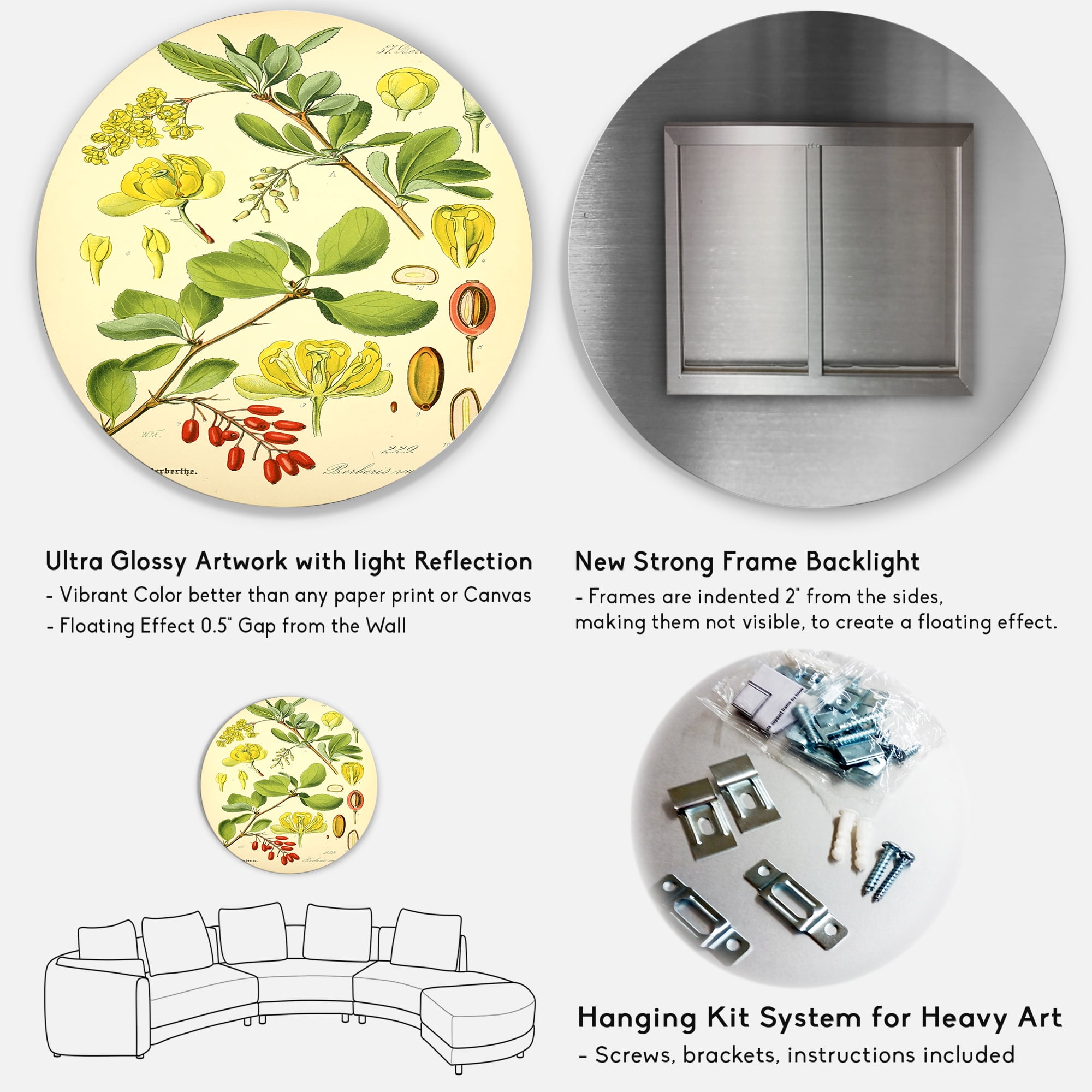 Designart 'Ancient Plant Life II' Traditional Circle Metal Wall Art 36x36 - Disc of 36
