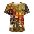 thumbnail image 6 of Fesfesfes Womens Basics Top Women Funny Printed Geometric Dazzling Casual Fashion Short Sleeve Tops Blouse Gym Clothes for Women 2XL(US:12), 6 of 8