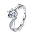 thumbnail image 3 of OPOLSKI Bague Femme Ouverture Minimaliste Strass Bague de Fiançailles Argentée, 3 of 7