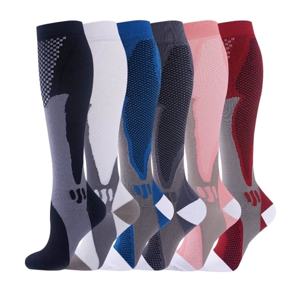 Compression Socks for Women Circulation Knee High 6 Pairs for Nurses, Running, Travel, Athletic,L/XL-Style 18