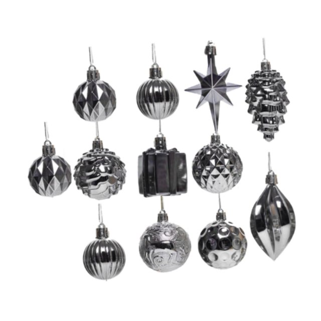 Adornos para árboles de Navidad, bolas decorativas de Navidad, adornos de regalo, decoración reutilizable para árboles de Navidad, regalo de fiesta, Gris