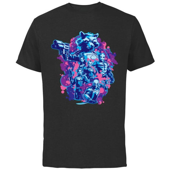 Marvel Guardians of the Galaxy Volume 3 Rocket & Team Space - Short Sleeve Cotton T-Shirt for Adults - Customized-Black