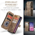 thumbnail image 6 of Wallet Case Compatible with Samsung Galaxy S10, Multifunctional Magnetic Closure Folio Case, [RFID Blocking] Durable PU Leather Flip Lanyard Strap Wristlet Zipper Card Holder Phone Case, Brown, 6 of 10