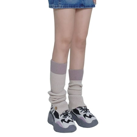 

Knitted Calf Sock Lovely Color Matching Knees High Sock Thigh High Loose Stocking for Student Girl Lady Multi Color