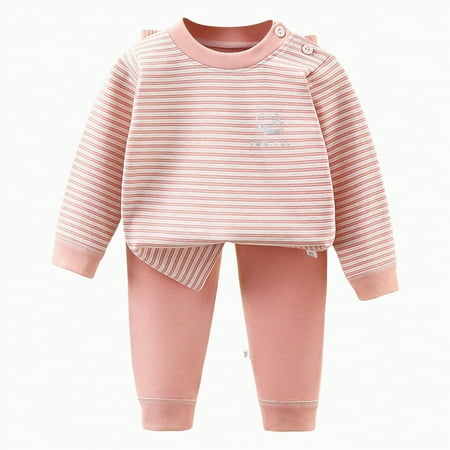 Futezty Toddler Boys Girls Clothes Fall Winter Outfit Sets Baby Boy Girl Long Sleeve Crew Neck Stripe Elastic Waist 12 18 24 Months 2T 3T 4T 2 Pcs Everyday