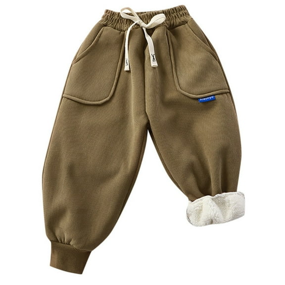CAIVO Toddler Kids Baby Girls Boys Corduroy Pants Athletic Active Jogger Pants Slacks Trousers Sweatpants Lined Thick Winter Warm Long Bottoms Trousers Versatile Child Daily Wear