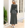 thumbnail image 3 of DARING DIVA Floral Smocked Long Puff Sleeve A-Line Boho Maxi Dress XS Black, 3 of 6
