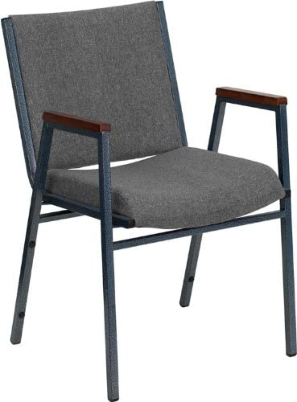 HEAVY DUTY GRAY FABRIC STACK OFFICE CHAIR with ARMS 