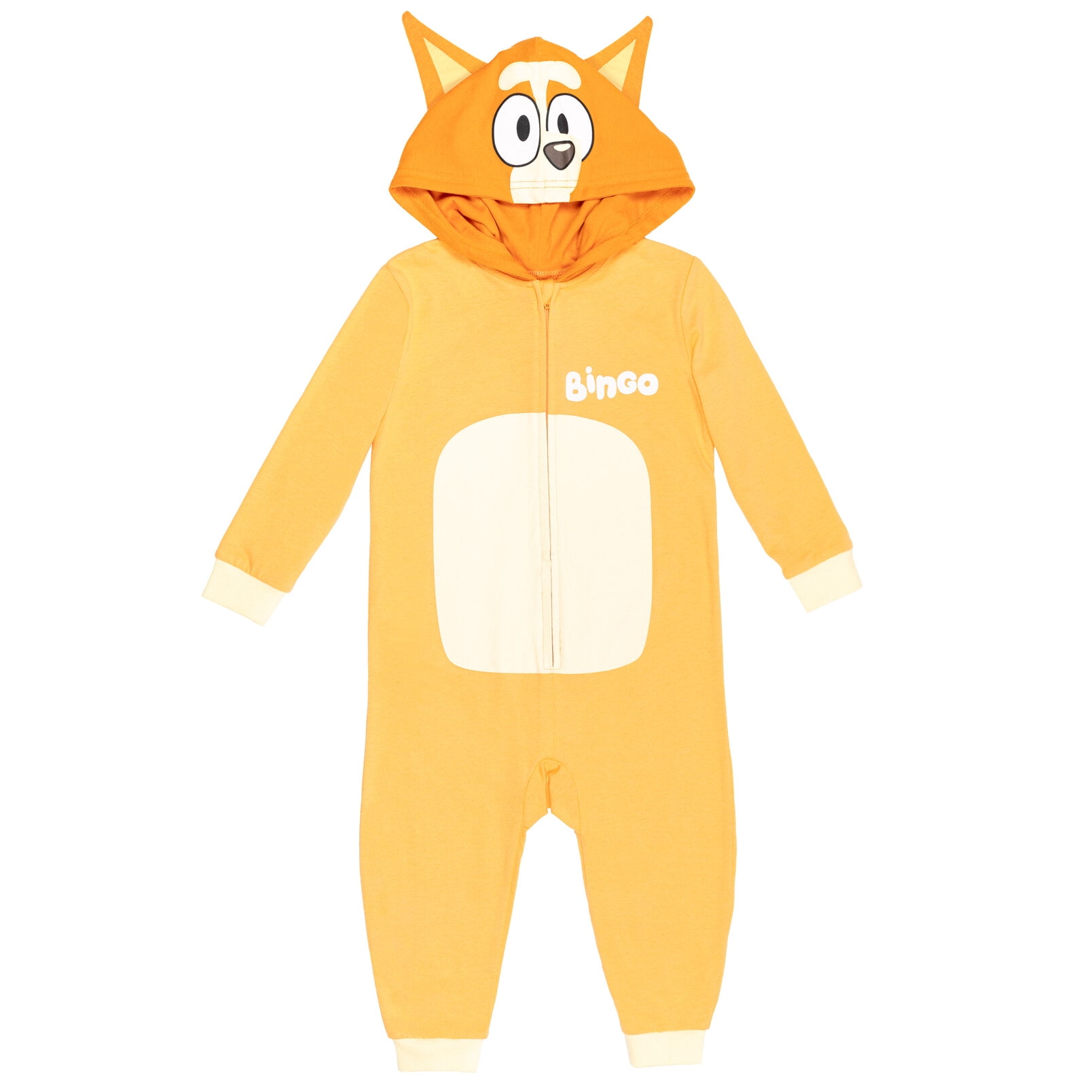 Bluey Little Kids' Boy or Girl Cosplay Hooded Coverall Bingo Orange