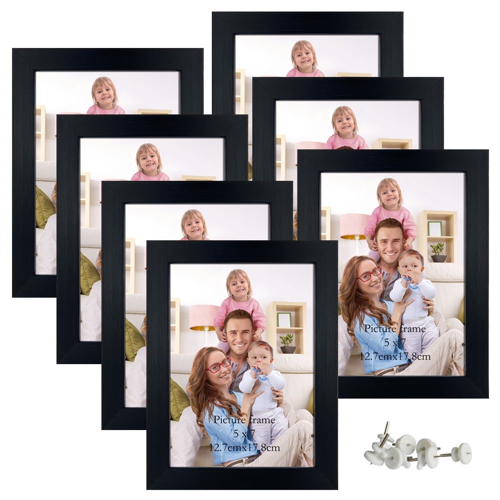 2 Black Picture Frames Set for Tabletop or Wall 5x7 
