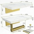 thumbnail image 4 of Double Shelf Toilet Paper Holder with Natural Marble Shelf, Screw Wall Mounted, Tissue Roll Holder for Bathroom Gold, 4 of 5