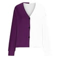 thumbnail image 3 of ameIAEA Cardigans Color Block Automne pour Femmes Manches Longues Boutonné Col en V Veste Décontractée Manteaux, 3 of 4
