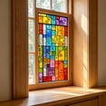 thumbnail image 4 of Stained Glass Window Privacy Film Static Cling - Rainbow Glass Decorative Sun Blocking Window Covering, Non-Adhesive Removable Stickers for Home & Office, 17.7" x 39.4", 4 of 6