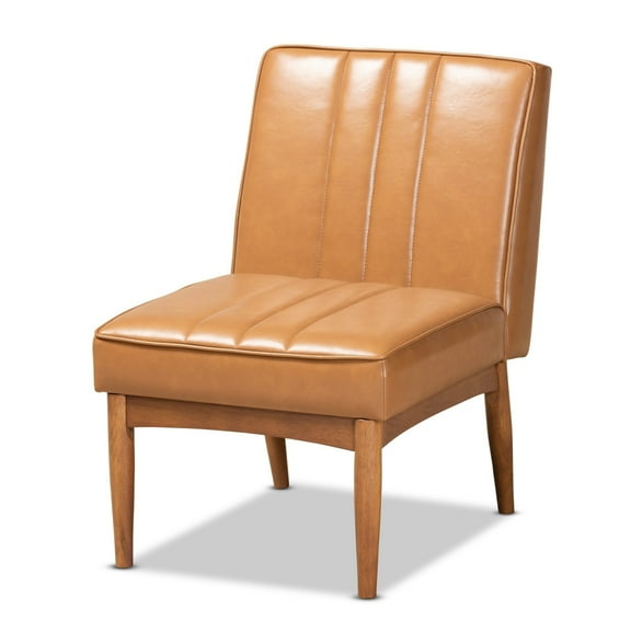 Baxton Studio Daymond Mid-Century Modern Tan Faux Leather Upholstered and Walnut Brown Finished Wood Dining Chair