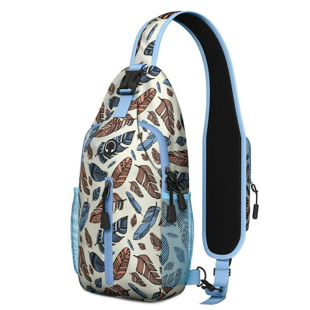 Abstract Ink Style Sling Backpack, Artistic Crossbody Daypack in Bohemian Aesthetic for Students, Travelers, Gym