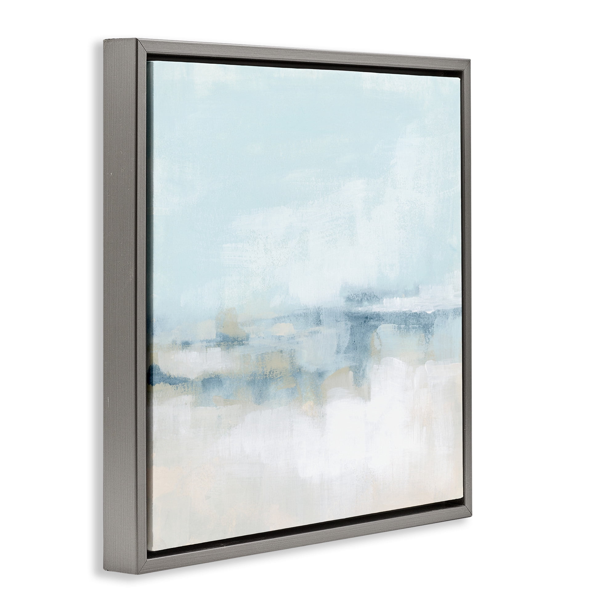 Stupell Industries Abstract Cloudy Landscape Blue Fog Abstract Painting Gray Floater Framed Canvas Art Print Wall Art, 25 x 25