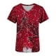 thumbnail image 4 of Pntutb Moda para mujer Camisetas de manga corta con cuello en V Uniforme de trabajo Estampado de Navidad con tops de blusa de bolsillo Pntutb Pntutb-3198, 4 of 5