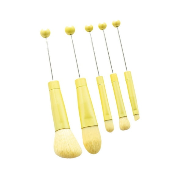 5 uds cepillo de sombra de ojos con cuentas con fibra sintética suave DIY tubo de Metal cepillos cosméticos kit de herramientas brocha de maquillaje p