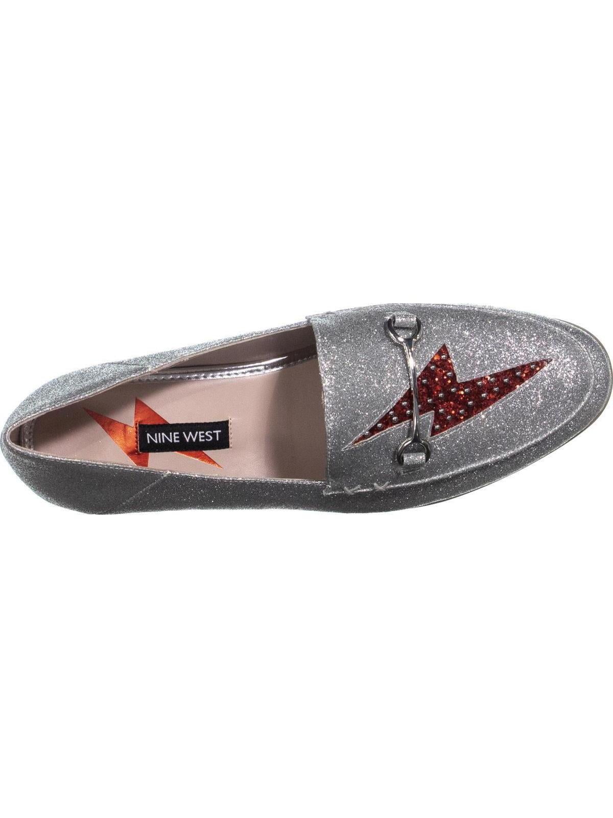 nine west silver loafers