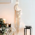 thumbnail image 1 of Colgante de pared de macramé con luz LED, tapiz tejido con atrapasueños de luna, 1 of 4