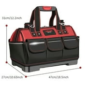 18 Heavy Duty Tool Bag with 14 Pockets, Durable Organizer Tote with Shoulder Strap & Non-Slip Rubber Bottom