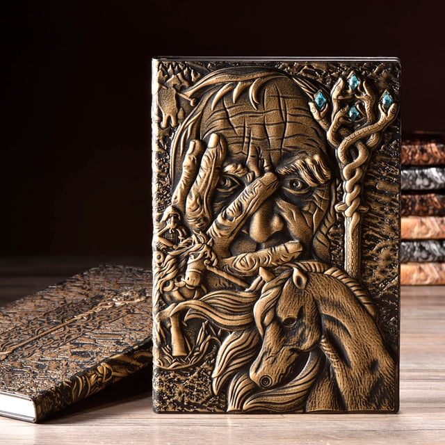 Iumwxz Embossed Magician Notebook European-style Notepad Three-dimensional A5 Diary 100 Pages Bronze Paper My Order