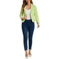 thumbnail image 3 of INSPIRE CHIC Women's Blazer Open Front Wear-to-Work Summer Crop Suit Jacket M Light Green-Solid, 3 of 7