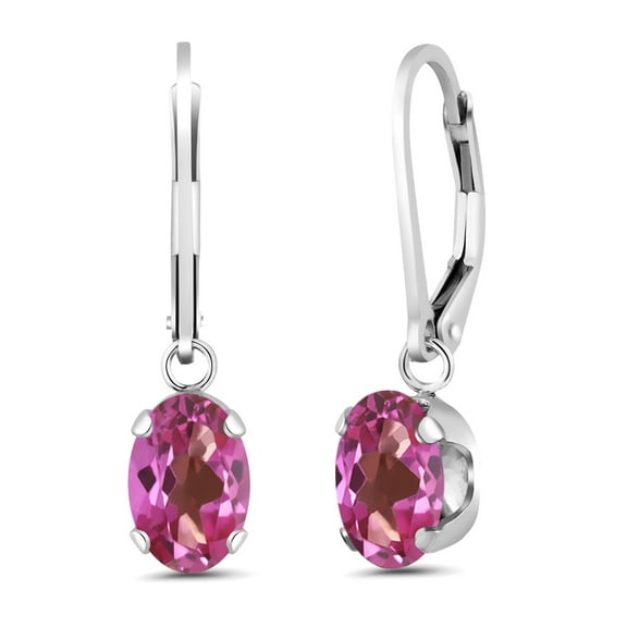 Gem Stone King 3.00 Ct Oval Pink Mystic Topaz Gemstone 925 Sterling Silver Women's Earrings