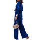 thumbnail image 5 of SAYOO Traje de 2 piezas para mujeres, camisa de manga larga con solapa + traje de pantalones anchos SAYOO moda, 5 of 9