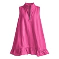 thumbnail image 5 of Women's Sleeveless Half Zip Casual Loose Mini Dress with Stand Collar and Ruffle Hem, 5 of 8
