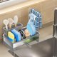 thumbnail image 4 of Fregadero de cocina Organizador de escurridor de esponja | Paño de cocina de encimera de acero inoxidable y jabonero para platos | Bastidor de almacenamiento modular con particiones | 1 pieza | 9,8, 4 of 5