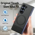 thumbnail image 2 of for Samsung Galaxy Z Fold 6 Case, PU Leather + PC Frame + Fabric, Ultra Slim Lightweight Protective Phone Cover, MagSafe Compatible, Supports Magnetic Car Mount, Drop Protective, Black, 2 of 11