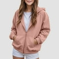 thumbnail image 2 of Ulanda Girls Zip Up Hoodies Teen Fleece Full-Zip Sweatshirts Jacket Casual Fall Hoodie with Pocket (Pink, 13-14 Years), 2 of 7