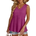 thumbnail image 5 of Womens Tank Tops 2026 Boho Fashion Clothing Flowy Peplum Top Sleeveless V Neck Babydoll Tank Top Hot Pink M, 5 of 5