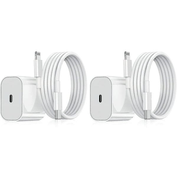 2-pack - Laddare för iPhone - Snabbladdare - Adapter + Kabel 20w Vit 2-pack iPhone