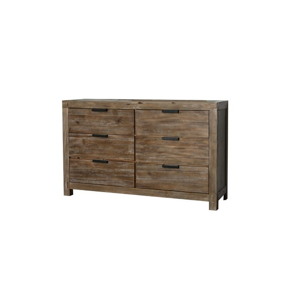 Furniture of America Perrie 6-Drawer Dresser, Weathered Light Oak