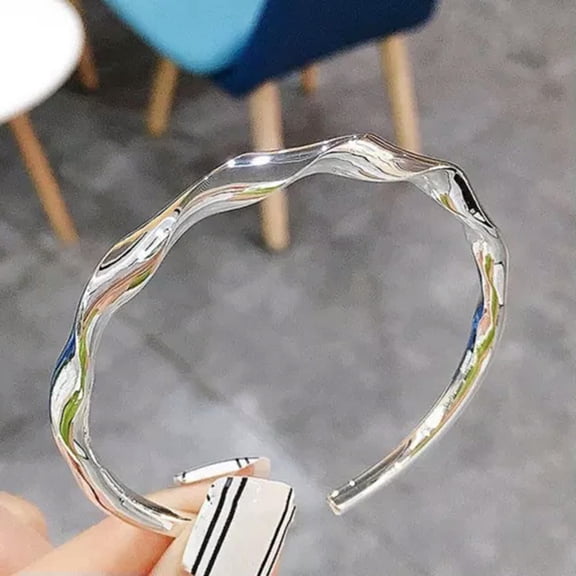 K-KED 1Pc Twisted Bracelet Adjustable Bracelet Cuff Bangles Open Bracelet for Women-Silver