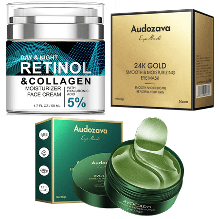 Collagen Retinol Hyaluronic Acid Cream, Anti Againg Collagen Retinol Hyaluronic Acid Cream, Retinol Moisturizer for Face, Anti Wrinkle Retinol Night Cream for Women, with Audozava Eye Mask