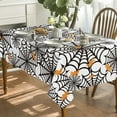 thumbnail image 3 of Halloween Tablecloth 60x84 Inch Rectangular, Spider Web Pattern Cobweb Scary Themed White Black Table Cover for Party Picnic Dinner Decor, 3 of 6