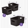 thumbnail image 2 of Decorative Plastic Storage Bins Organizer Baskets, Brown (Set of 3) 1 Medium, 2 Small - Container Boxes for Organizing Closet Shelves Kitchen Pantry Shelf Bathroom Drawer - Ribbed Design, 2 of 9